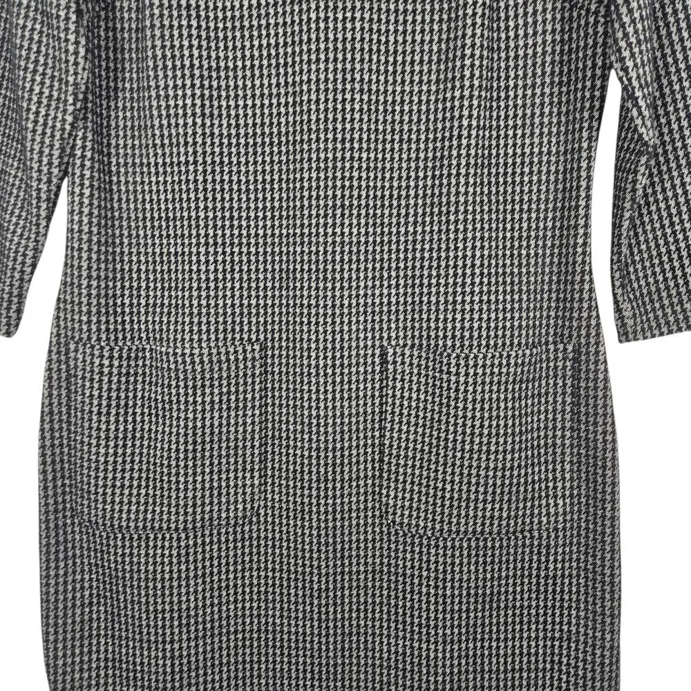 Boden Opal Jersey Dress Women 8P Petite Jacquard Houndstooth Mod Shift Mock Neck - Picture 4 of 12